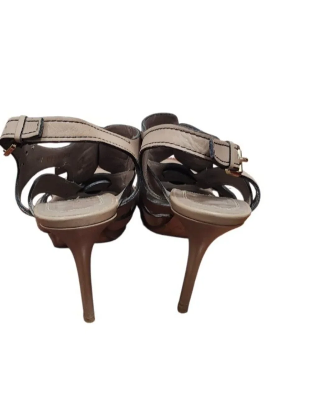 Christian Dior Beige Leather Strappy Platform Sandals Heels Slingback Italy 39.5